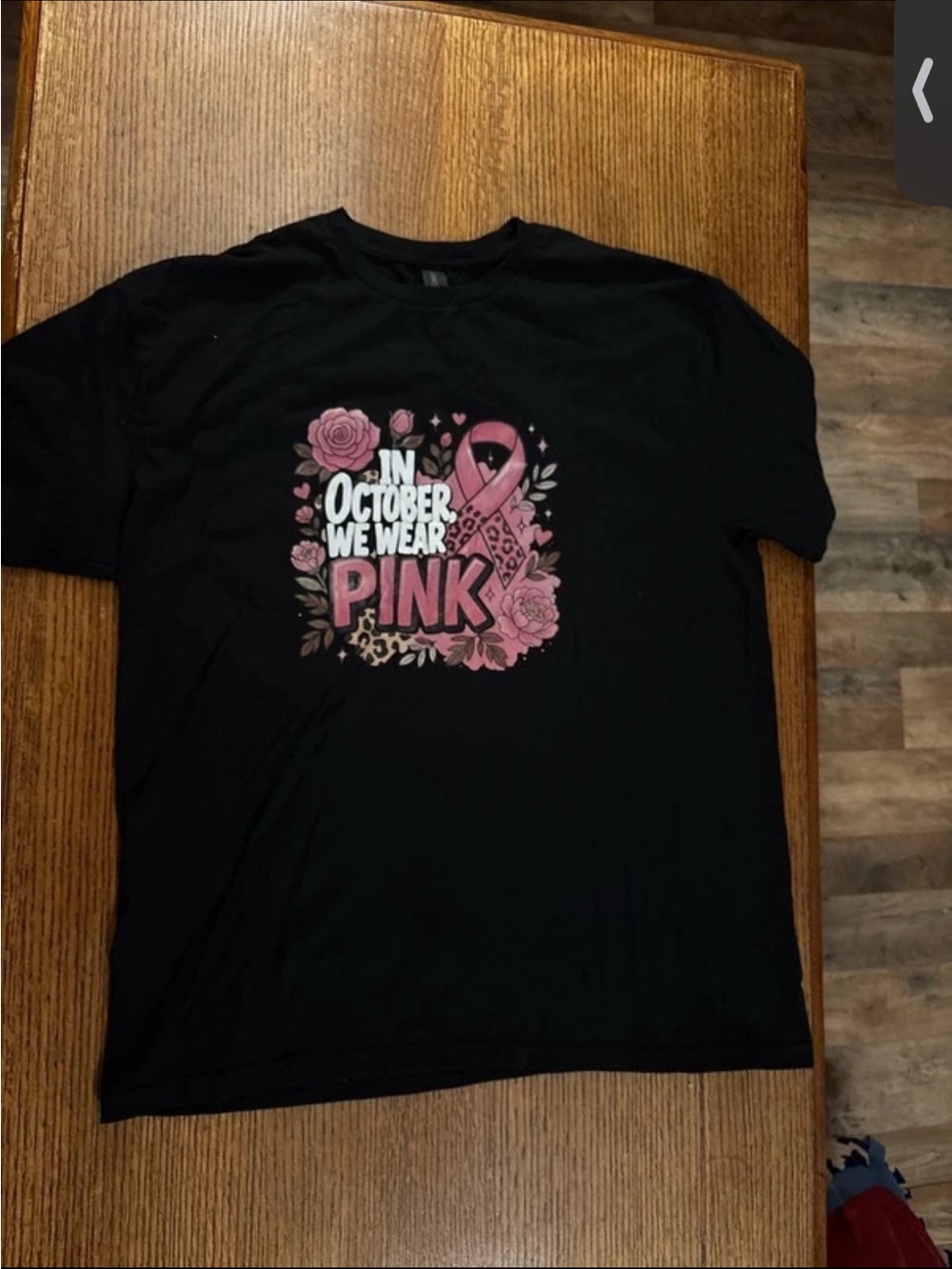 Gildan Black Women's Tee with Pink Breast Cancer Ribbon Graphic